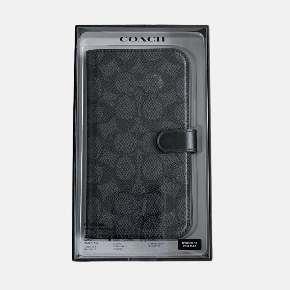 Coach Black Signature Canvas Folio Phone Case